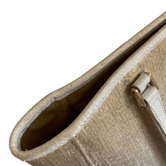 Christian Dior White and Gold Monogram Tote Bag Vintage - Picture 15 of 16